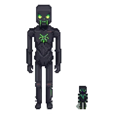 split-face design: left side Creeper, right side Enderman, pixel art style sticker
