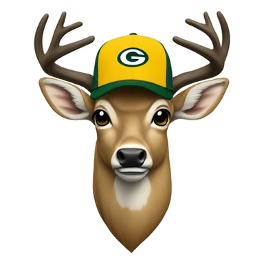 Buck wearing packers hat sticker