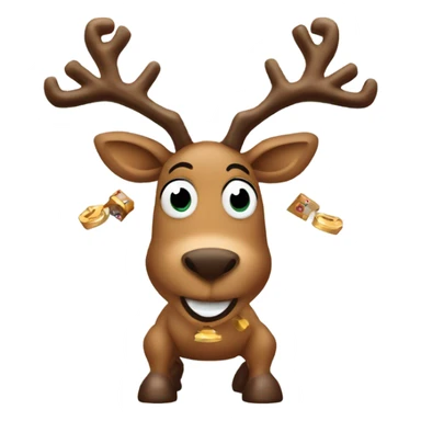 Reindeer spinning the dreidel sticker