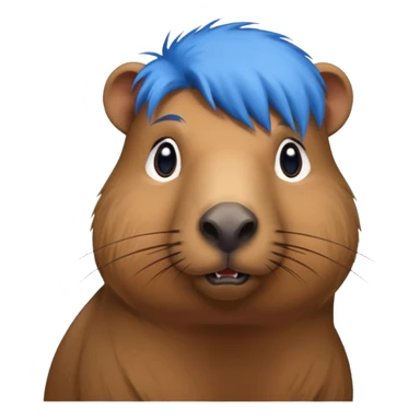 Capybara with blue head hair, standing sticker