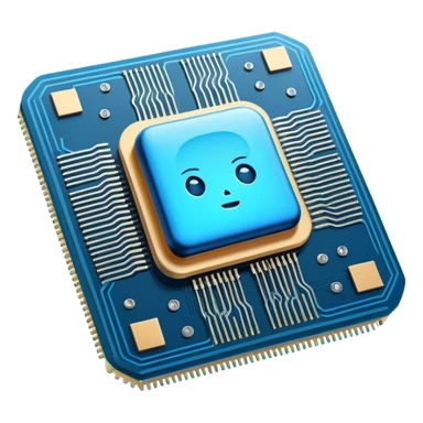 Cute AI processor chip with glowing circuits sticker