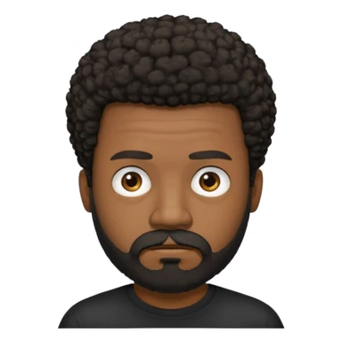black man with beard, mustache, and short afro frowing wearing a black tee sticker