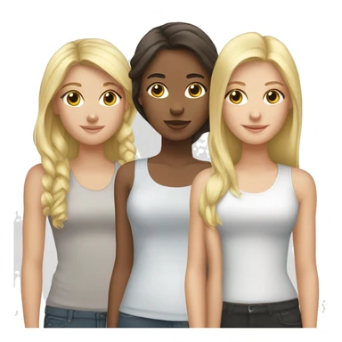 Three girls one brunette white girl two blonde girls  sticker