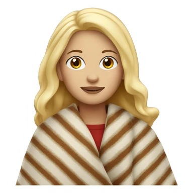 White blonde woman wearing fall blanket sticker