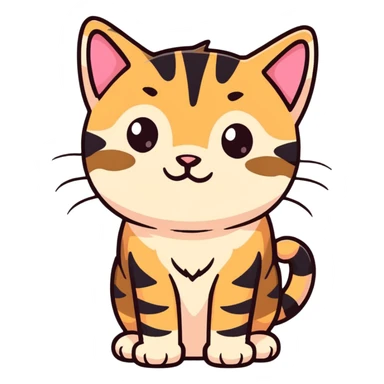 black/brown stripped tabby cat with beige pink nose and light brown eyes kitten sticker