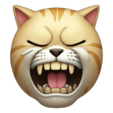 big fat cat crying in terror body skull sticker