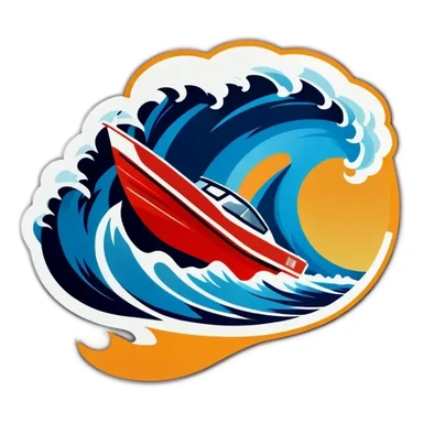 sport boat in waves sticker