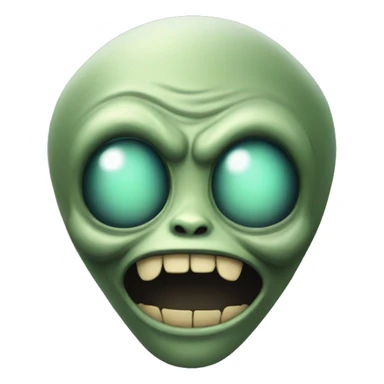 a scary alien smiling sticker