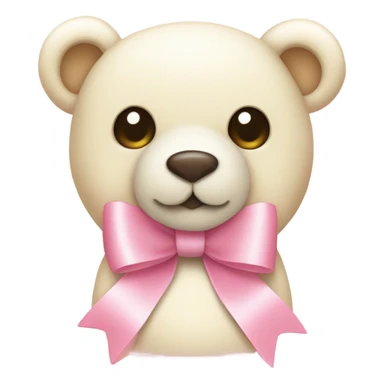 cream colored teddy bear with pastel pink bow sticker