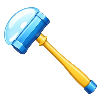 hammer item, props, game casual, stylized, yellow blue color, bubble style sticker