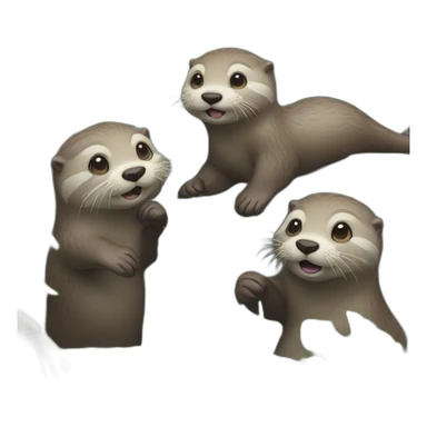 otters playing in waterfalls sticker