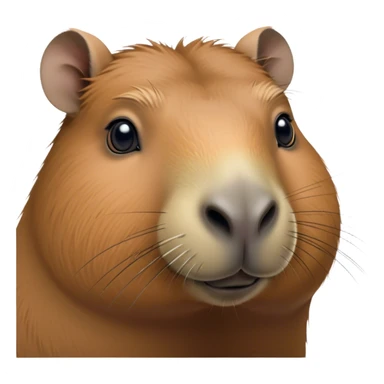 Cinematic Noble Capybara Portrait Emoji, Poised and serene, with a robust, rounded build and a characteristically broad, slightly flattened capybara face featuring a short snout and small, rounded ears, covered in soft, earthy fur with subtle natural texture and gentle, wise eyes; rendered in lifelike detail with natural light, high shine, intelligent and calm, styled with an air of understated authority, focused and attentive, soft glowing outline, capturing the essence of a watchful and confident capybara that appears ready to step out of the screen with effortless dignity! sticker