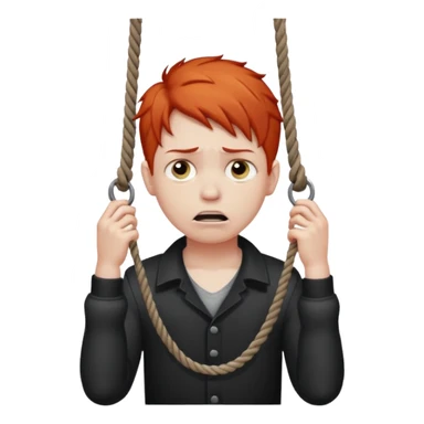red headed boy hanging by his neck from a noose sticker