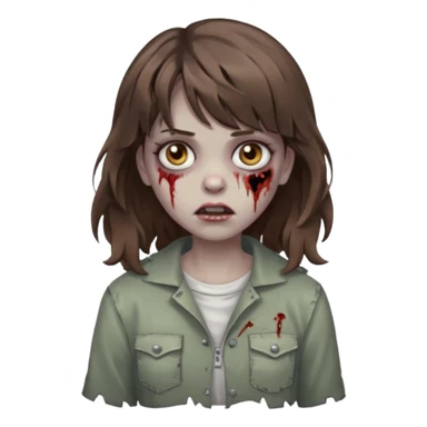 Zombie girl with medium wavy hair and bangs. sticker