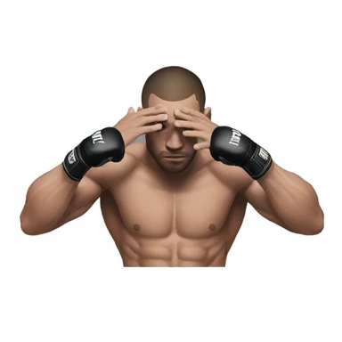 mma fighter hiding his face using hands sticker