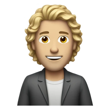 white man with wavy hair and a computer  sticker