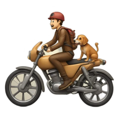 male eating mushroom while riding tan dog sticker