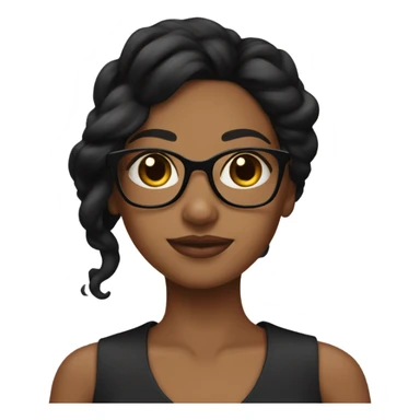 Brown girl with glasses and a slick bak black hair sticker