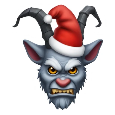Krampus wearing Santa hat sticker