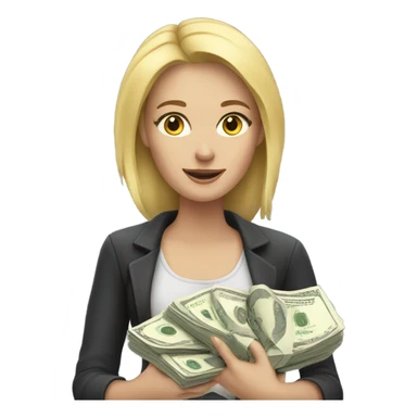 Blonde woman with lots of cash sticker