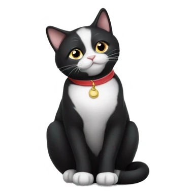 Tuxedo cat sitting on moon sticker