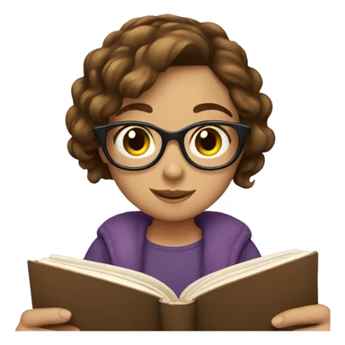girl with brown hair reading a book sticker