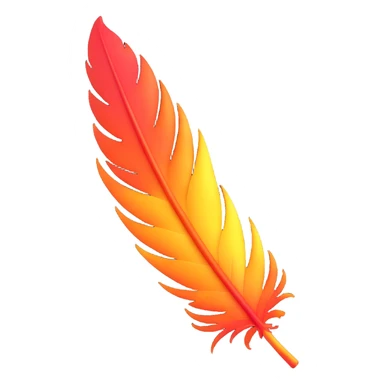 a single phoenix feather, glowing with fiery colors, elegant and mystical sticker