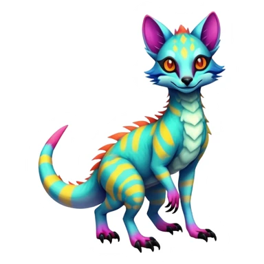 Exotic randomly colored colorful cute neon-colored Fakémon-Fionbri-Vernid-Sergal-Genet-creature with markings (full body) sticker