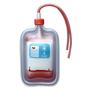 Rectangular transparent plastic iv bag filled with 500ml of blood hanging on an iv pole in an intensive care unit  sticker