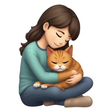 cat cuddles human girl sticker