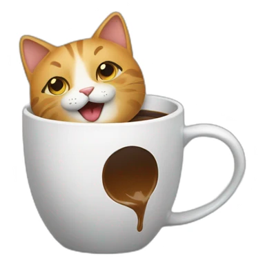 a cat drops a coffee mug sticker