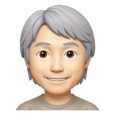 ​Cinematic Realistic Portrait of a Smiling Shigeru Miyamoto, depicted with warm, approachable features, gentle grey-tinted hair, and kind, expressive eyes, set against a subtle backdrop hinting at iconic video game imagery, rendered with lifelike textures and soft, inviting lighting that captures his innovative spirit, sticker