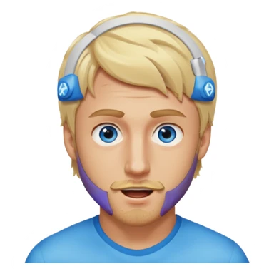 Genmoji style portrait of Logan Paul, blonde hair, blue eyes, short beard, energetic expression sticker