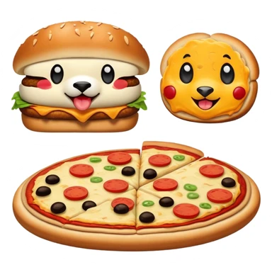 Happy face chicken, nugget cheeseburger, pizza, panda sticker