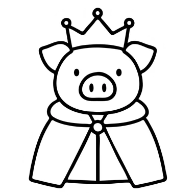 Pig with crown and royal cape, Technoblade character sticker