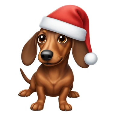Wiener dog wearing a Santa hat sticker