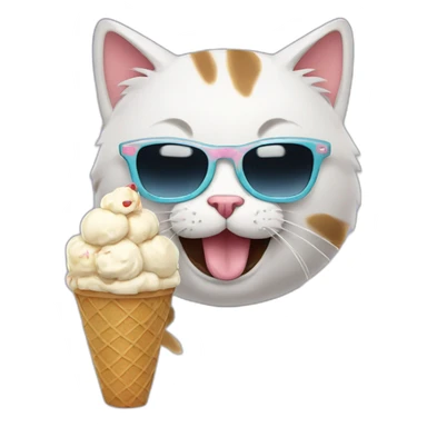 Cat with sunglasses eating ice cream with his pet sticker