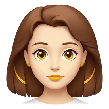 ultra minimal belle face only, tiny icon, extremely simplified, single color brown hair, yellow accent, absolute minimum details sticker