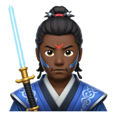 samurai with laser sword, black sticker