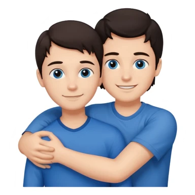  Chłopak z ciemnymi włosami i z ciemnymi oczami przytulający się do brunetki z niebieskimi oczami sticker