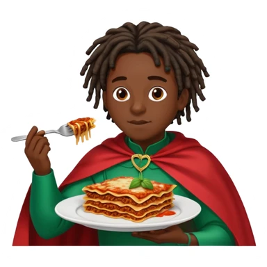 Black short Dreads and nigerian cape eating lasagna  sticker