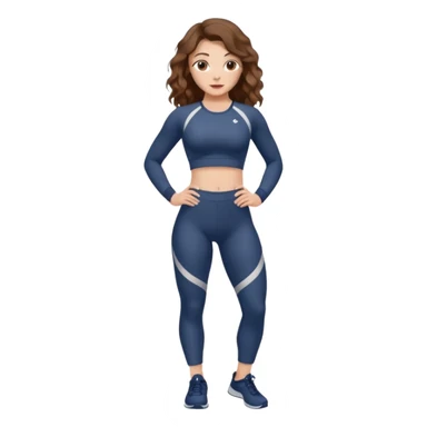 Girl with brown wavy hair, dream body ( small waist, wild hips and big glute) in gym suit  sticker