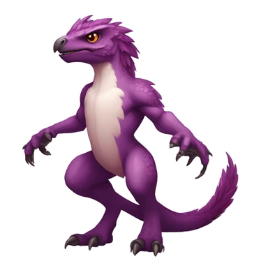 Mauve-maroon-red-violet-colored anthro-raptor-scalie-sona-Fakémon-hybrid with a mane on head and back full body sticker
