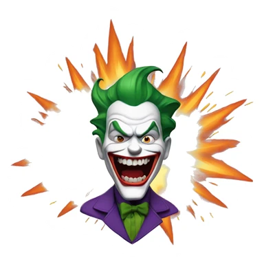 The joker behind an explosion, he has a maniacal expression sticker
