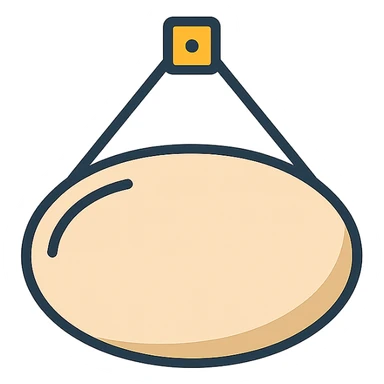 minimalist beige oval door sign with shadows and highlights, hanging on a hinge, icon color outlined style sticker