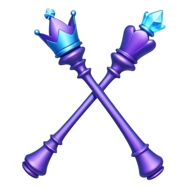 Create a small, visually appealing icon of a magic wand (chess wand style) to represent creativity and artistic design. Use a clean, modern look with glowing accents in purple and blue shades.
 sticker