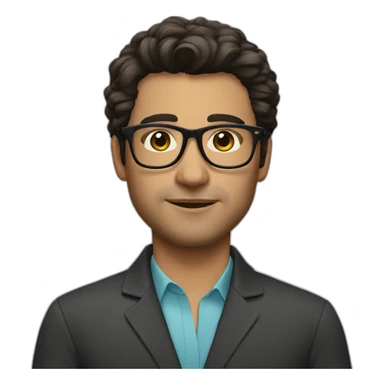 Male therapist dark hair glasses sticker