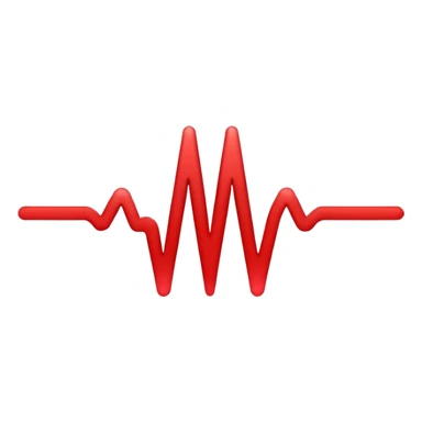 Minimalistic logo for MedSignal, sleek red pulse forming the letters 'AI' inside a smooth geometric shape, glowing red accents, clean white background, no black, conveying high-tech healthcare and AI technology sticker