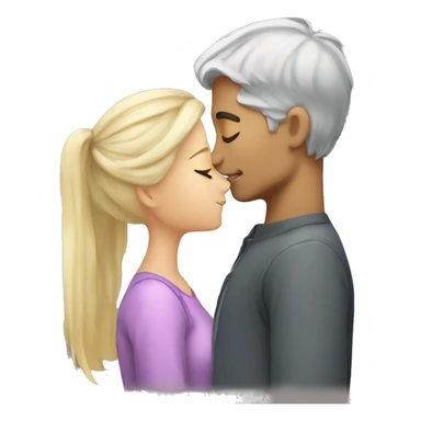 Blonde girl and grey hair boy kissing  sticker