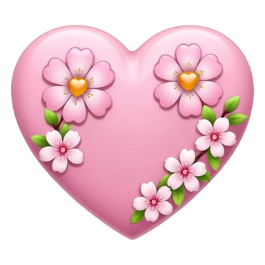 pink heart with sakura flowers sticker